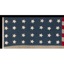 ANTIQUE AMERICAN FLAG WITH 28 STARS, REFLECTS THE ADDITION OF TEXAS TO THE UNION AS THE 28TH STATE IN 1845; ONE OF THE RAREST STAR COUNTS IN AMERICAN HISTORY, OFFICIAL FOR JUST ONE YEAR (1845-46), MEXICAN WAR ERA