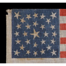 ANTIQUE AMERICAN FLAG WITH 29 WHIMSICAL STARS IN A MEDALLION CONFIGURATION, IOWA STATEHOOD, PRE-CIVIL WAR, 1846-1848