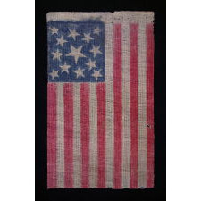 ANTIQUE AMERICAN PARADE FLAG WITH 13 STARS, 1861-1876 (CIVIL WAR – CENTENNIAL ERA), FEATURING THREE SIZES OF STARS IN A MEDALLION PATTERN