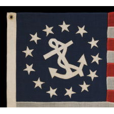 ANTIQUE AMERICAN PRIVATE YACHT FLAG (ENSIGN) WITH 13 STARS, 1895-1926 ERA