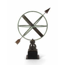 ARMILLARY SUNDIAL WITH EXCEPTIONAL, ORIGINAL SURFACE, BRONZE & COPPER, CA 1890