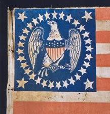 Astounding 34 Star Parade Flag with Eagle Canton -- Civil War Period