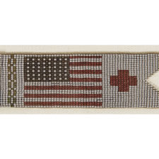 BEADED WATCH FOB WITH AN AMERICAN FLAG AND A RED CROSS, PROBABLY MADE FOR A PHYSICIAN OR MEDIC, 1912-1920's