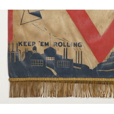 THE BEST OF ALL REMEMBER PEARL HARBOR BANNERS THAT I HAVE EVER ENCOUNTERED, WITH UNCLE SAM , A “V” FOR VICTORY, “KEEP ‘EM ROLLING AND KEEP ‘EM FLYING SLOGANS