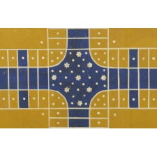 BLUE & YELLOW "SNOWFLAKE" PARCHEESI GAMEBOARD, CA 1885