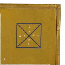 BLUE & YELLOW "SNOWFLAKE" PARCHEESI GAMEBOARD, CA 1885