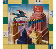 "CALLING SUPERMAN", 1954 BOARDGAME GAME BOARD WITH ENDEARING IMAGERY