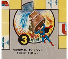 "CALLING SUPERMAN", 1954 BOARDGAME GAME BOARD WITH ENDEARING IMAGERY