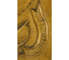 CARVED EAGLE PLAQUE WITH THE BEST COLOR AND GILDED SURFACE, WITH SCROLLWORK-BOUND DATES OF THE REVOLUTIONARY AND CIVIL WARS UNDER THE WORD "LIBERTY"