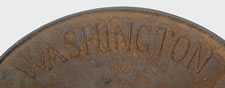 CAST STEEL MEDALLION WITH AN UNUSUAL THREE-QUARTER PROFILE IMAGE OF GEORGE WASHINGTON, PROBABLY 1876-1878, SIGNED BY HATFIELD, SHEFFIELD, U.K.