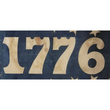 1876 CENTENNIAL CELEBRATION PENNANT WITH 38 STARS SURROUNDING "1776"