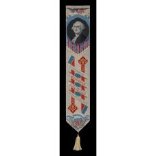 1876 CENTENNIAL STEVENSGRAPH BOOKMARK WITH AN IMAGE OF GEORGE WASHINGTON, MADE BY PHOENIX MANUFACTURING CO. AND SOLD BY B.B. TILT & SON