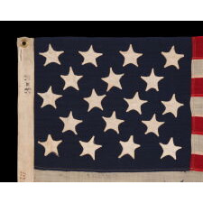 18 STAR ANTIQUE AMERICAN FLAG WITH 13 STRIPES, LIKELY MADE TO COMMEMORATE THE 1812 ADMISSION OF LOUISIANA AS THE 18TH STATE, AND PRODUCED EITHER FOR THE 1893 CHICAGO WORLD’S FAIR, OR THE 1876 PHILADELPHIA WORLD’S FAIR, ATTRIBUTED TO LEADING, CIVIL WAR, U.S. ARMY ENGINEER & CHICAGO ARCHITECT, WILLIAM LeBARON JENNEY