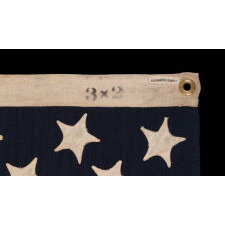 18 STAR ANTIQUE AMERICAN FLAG WITH 13 STRIPES, LIKELY MADE TO COMMEMORATE THE 1812 ADMISSION OF LOUISIANA AS THE 18TH STATE, AND PRODUCED EITHER FOR THE 1893 CHICAGO WORLD’S FAIR, OR THE 1876 PHILADELPHIA WORLD’S FAIR, ATTRIBUTED TO LEADING, CIVIL WAR, U.S. ARMY ENGINEER & CHICAGO ARCHITECT, WILLIAM LeBARON JENNEY