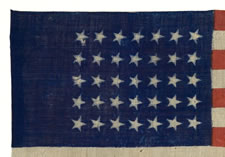 CIVIL WAR CAMP COLORS, 35 STARS, 1863-1865, PRESS-DYED ON WOOL BUNTING, EXTREMELY RARE