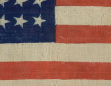 CIVIL WAR CAMP COLORS, 35 STARS, 1863-1865, PRESS-DYED ON WOOL BUNTING, EXTREMELY RARE