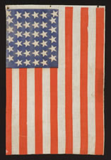 CIVIL WAR ERA PARADE FLAG WITH 36 STARS IN A VERY RARE FORM THAT DISPLAYS A "U" FOR UNION