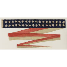 CIVIL WAR ERA U.S. NAVY COMMISSIONING PENNANT, EXTREMEMLY RARE WITH THE FULL COMPLIMENT OF 36 STARS REFLECTING THE NUMBER OF STATES DURING ITS PERIOD OF MANUFACTURE, SIGNED HORSTMANN, PHILADELPHIA, 1864-67