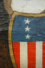 CIVIL WAR PERIOD PATRIOTIC EAGLE BANNER, PAINTED on LINEN