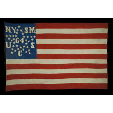 CIVIL WAR PRESENTATION BATTLE FLAG OF THE 64TH NEW YORK VOLUNTEERS, COMPANY “C”, DESCENDED THROUGH THE FAMILY OF ITS COLOR SEARGEANT, NICHOLAS WHITMIRE, ONE OF THE BEST OF ALL EXAMPLES THAT EXISTS IN PRIVATE HANDS