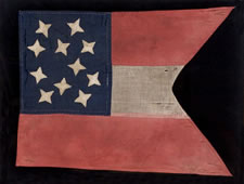 CONFEDERATE LANCE PENNON, STARS & BARS FORMAT, 11 FOUR-POINTED STARS