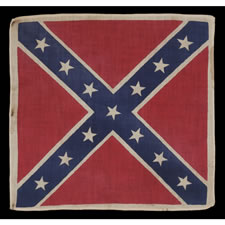 CONFEDERATE PARADE FLAG IN THE SQUARE, SOUTHERN CROSS OR "BATTLE FLAG" FORMAT OFTEN ASSOCIATED WITH THE ARMY OF NORTHERN VIRGINIA, 1900-1940