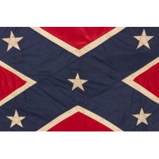 CONFEDERATE SOUTHERN CROSS “BATTLE FLAG”, OF THE REUNION ERA, MADE ENTIRELY OF SILK, WITH A SILK FRINGE, CIRCA 1895-1920