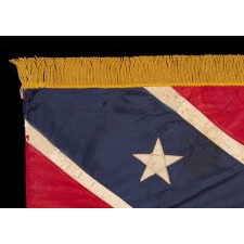 CONFEDERATE SOUTHERN CROSS “BATTLE FLAG”, OF THE REUNION ERA, MADE ENTIRELY OF SILK, WITH A SILK FRINGE, CIRCA 1895-1920