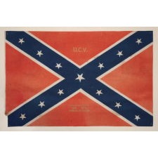 CONFEDERATE, SOUTHERN CROSS, BATTLE-STYLE PARADE FLAG WITH A RARE 1935 OVERPRINT IN GOLD LEAF FOR A 1935 REUNION OF THE UNITED CONFEDERATE VETERANS (UCV) IN AMARILLO, TEXAS