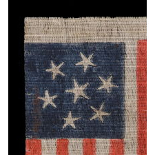 CONFEDERATE SYMPATHIZER PARADE FLAG WITH 7 GRAPHICALLY WHIMSICAL STARS THAT REFLECT THE INITIAL WAVE OF 7 STATES SECEDED FROM THE UNION, A WAR-PERIOD EXAMPLE, 1861