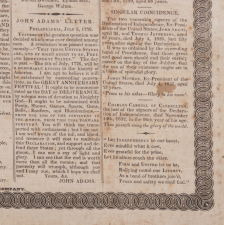 COPY OF THE DECLARATION OF INDEPENDENCE ON CLOTH, PRINTED IN BOSTON IN 1832 TO MEMORIALIZE THE PASSING OF THE LAST SURVIVING SIGNER, CHARLES CARROLL OF MARYLAND, IN THE YEAR THAT COINCIDED WITH THE 100TH BIRTHDAY OF GEORGE WASHINGTON