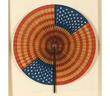 DRAMATIC, CIRCULAR FLAG FAN OF UNCOMMONLY HUGE SIZE, WITH UNUSUAL CONSTRUCTION, MADE IN THE WWI ERA (1917-18)