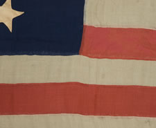 ENTIRELY HAND-SEWN , 13 STAR US NAVY SMALL BOAT ENSIGN IN THE 4-5-4 PATTERN, CA 1850-1863