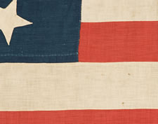 ENTIRELY HAND-SEWN 13 STAR FLAG, MADE TO CELEBRATE OUR NATION'S CENTENNIAL OF INDEPENDENCE IN 1876