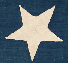 ENTIRELY HAND-SEWN 13 STAR FLAG, MADE TO CELEBRATE OUR NATION'S CENTENNIAL OF INDEPENDENCE IN 1876