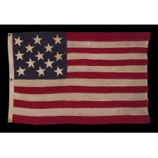 ENTIRELY HAND-SEWN, 13 STAR, U.S. NAVY SMALL BOAT ENSIGN, CA 1882-1890