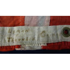 ENTIRELY HAND-SEWN, 13 STAR, U.S. NAVY SMALL BOAT ENSIGN, CA 1884-1889, SIGNED "LYMAN," "THORNTON," and "GRIMM"