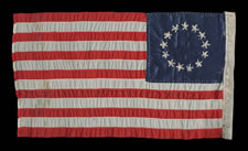 ENTIRELY HAND-SEWN 13 STAR FLAG MADE AND SIGNED BY SARAH M. WILSON, GREAT-GRANDDAUGHTER OF BETSY ROSS, IN PHILADELPHIA IN 1911