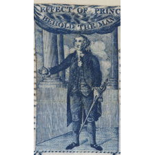 EXTRAORDINARILY EARLY (1806) PRINTED LINEN KERCHIEF GLORIFYING GEORGE WASHINGTON, GERMANTOWN PRINT WORKS, GERMANTOWN, PENNSYLVANIA