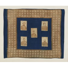 EXTRAORDINARILY RARE ABRAHAM LINCOLN KERCHIEF WITH CARTES DE VISITE PHOTO IMAGES OF THE PRESIDENT AND FOUR OF HIS GENERALS, 1861-62