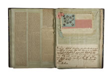 EXTRAORDINARY CONFEDERATE BIBLE FLAG OF CAPTAIN WILLIAM M. HARRIS OF VICKSBURG, MISSISSIPPI, WHO SERVED ON THE STAFF OF HIS BROTHER, GENERAL NATHANIEL H. HARRIS, IN HARRIS'S BRIGADE, WITH A LARGE SCRAPBOOK OF ASSOCIATED DOCUMENTS AND PHOTOS