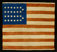 EXTREMELY RARE 26 STAR PARADE FLAG, THE EARLIEST KNOWN STAR COUNT FOR PRINTED FLAGS, 1837-1846, MICHIGAN STATEHOOD