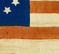 EXTREMELY RARE 26 STAR PARADE FLAG, THE EARLIEST KNOWN STAR COUNT FOR PRINTED FLAGS, 1837-1846, MICHIGAN STATEHOOD