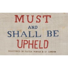 EXTREMELY RARE, PATRIOTIC, SILK KERCHIEF OF THE CIVIL WAR PERIOD, MADE IN LONDON FOR THE AMERICAN MARKET IN 1861 BY FOSTER & PORTER, WITH IMAGERY THAT CENTERS ON A SMOKING CANNON, BENEATH AN AMERICAN FLAG, WITH A PRO-UNION SLOGAN