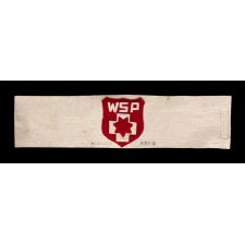 EXTREMELY RARE SUFFRAGETTE ARMBAND, MADE IN BERKELEY, CALIFORNIA FOR CARRIE CHAPMAN CATT'S WOMAN SUFFRAGE PARTY (WSP) OF NEW YORK CITY, CA 1912-1919