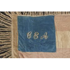 EXTRORDINARY CONFEDERATE OFFICER'S FLAG IN THE 1ST NATIONAL DESIGN (STARS & BARS), WITH 11 EMBROIDERD STARS IN A "GREAT STAR" PATTERN ON ONE SIDE AND "CSA" ON THE OTHER, TAKEN ON SHERMAN'S MARCH BY A SOLDIER FROM THE 20TH CONNECTICUT VOLUNTEERS