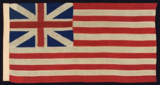 THE FIRST NATIONAL FLAG OF AMERICA:  THE "GRAND UNION",  ONE OF ONLY THREE KNOWN 19TH CENTURY EXAMPLES WITH SEWN CONSTRUCTION, FOUND IN GREATER PHILADELPHIA, MADE IN 1876 FOR THE CENTENNIAL INTERNATIONAL EXHIBITION