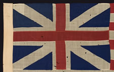 THE FIRST NATIONAL FLAG OF AMERICA:  THE "GRAND UNION",  ONE OF ONLY THREE KNOWN 19TH CENTURY EXAMPLES WITH SEWN CONSTRUCTION, FOUND IN GREATER PHILADELPHIA, MADE IN 1876 FOR THE CENTENNIAL INTERNATIONAL EXHIBITION