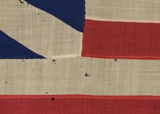 THE FIRST NATIONAL FLAG OF AMERICA:  THE "GRAND UNION",  ONE OF ONLY THREE KNOWN 19TH CENTURY EXAMPLES WITH SEWN CONSTRUCTION, FOUND IN GREATER PHILADELPHIA, MADE IN 1876 FOR THE CENTENNIAL INTERNATIONAL EXHIBITION