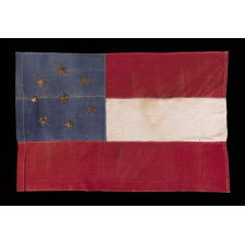 FIRST NATIONAL PATTERN CONFEDERATE FLAG WITH 8 METALLIC BULLION STARS, GOLD ON THE OBVERSE AND SILVER ON THE REVERSE, AN EARLY REUNION ERA EXAMPLE, MADE CA 1884-1910; THE STAR COUNT REFLECTING VIRGINIA’S SECESSION IN APRIL / MAY OF 1861